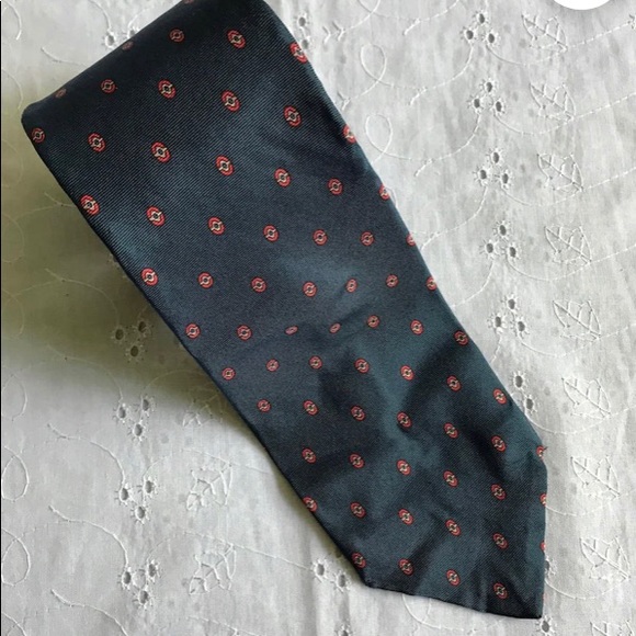 Christian Dior Silk Blue and Red Dot NeckTie - Picture 6 of 6